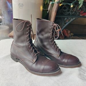VTG Leather Paddock Boots 7 1/2 B Prairie Cottage USA Brown Equestrian Lace Up